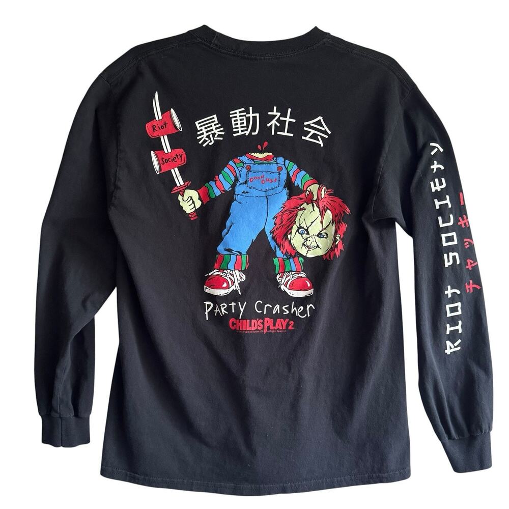 Riot Society Child’s Play 2 Movie Horror Long Sleeve Black Sz Medium 100% Cotton
